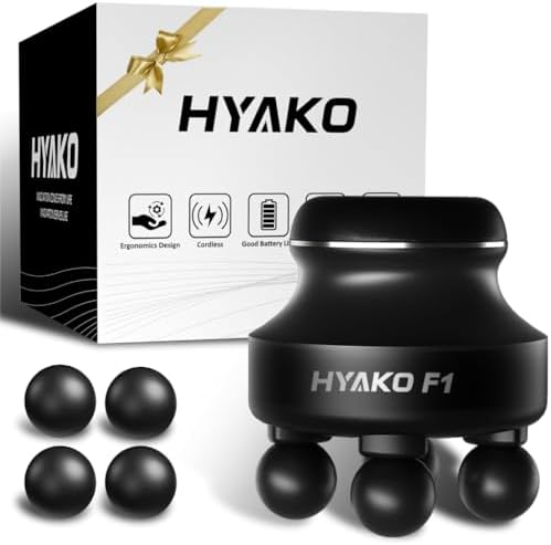 HYAKO F1 Handheld Deep Tissue Massager | Muscle Pain Relief,5 Speed 4 Heads by HYAKO