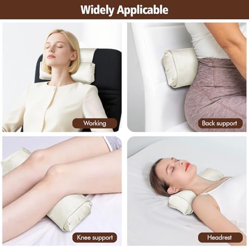 WdFour Velvet Neck & Head Pillow for Recliner Chair, Small Ergonomic Cervical Support Pillow for Home, Office and Travel, Non-Slip Cushion for Tension Relief & Shoulder Comfort (Ivory) - Image 5