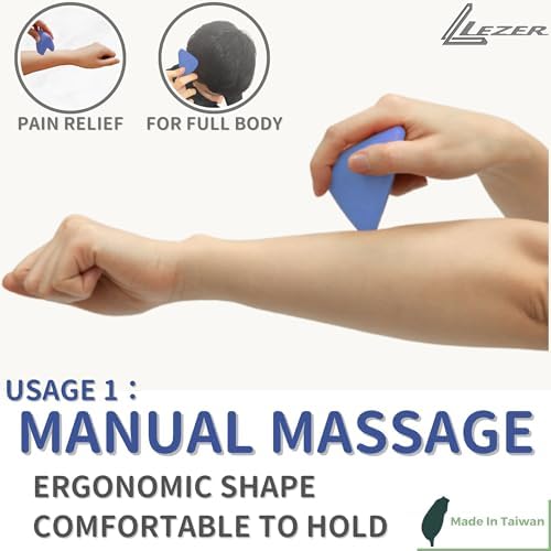LEZER Trigger Massage Point, Manual Massage Ball, Muscle Knots Relief Tool, Myofascial Release, Physical Therapy, Deep Tissue Back Massage, Plantar Fasciitis, 2.9 in x 2.1 in (Blue) - Image 3