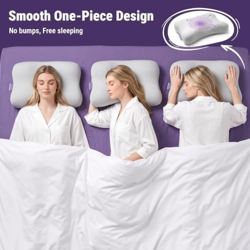 ZZ-WELL Side Sleeper Pillow - Patented Cervical Neck Pillow for Sleeping with Cooling Cover - High Loft Heavy Density Memory Foam Pillows for Side Sleepers & Broad Shoulders Adults (Grey) - Image 4