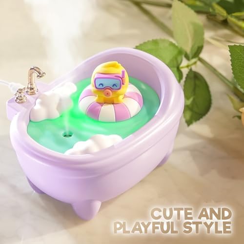 Small Mini Humidifier,Top Fill 340ml Portable Desktop Humidifier Diffuser with Cool Mist, 20db Quiet 7 LED Light Auto Shut off for Travel,Bedroom,Plants,Home,Office,Nursery,Women (Purple) - Image 4
