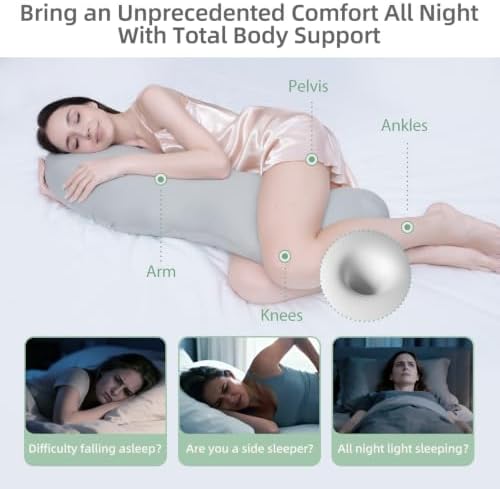Body Pillows for Adults, Full Body Pillow for Side Sleepers, Long Body Pillow for Bed, Pea Pod Shape Long Pillow for Pregnancy Sleeping Full Body Support - Image 5