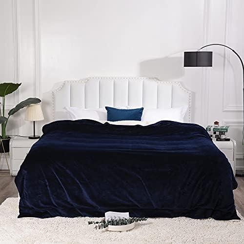 NANPIPER King Size Sherpa Blanket, Soft Fleece Throw for Bed, Reversible Thick Fuzzy Blanket for Winter (Navy Blue, 90x108 inches) - Image 3