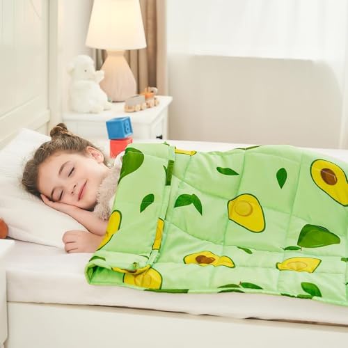 yescool Weighted Blanket 7 Pounds Cooling Weighted Lap Blanket, Green Avocados Heavy Blankets for Sleeping, Breathable Weighted Throw Blanket Gifts for 60-80lbs, 40"x60" - Image 5