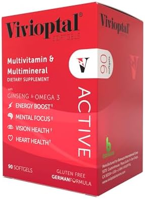 Vivioptal Active, 90 Softgels, Ginseng & Omega 3, Multivitamin & Multimineral, Gluten Free, German Formula by VivioptalVitamins