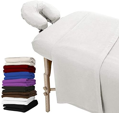 LONDON LINENS Extra Heavy Flannel Massage Table Sheet 3 Piece Set (White) by LONDONLINENS