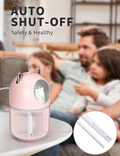 Cool Mist Humidifier,300ml Mini Humidifiers with Night Light,Waterless Auto-Off Air Humidifier,20dB Quiet Humidifiers for Bedroom,Car, Plant for Girl Boy - Image 4