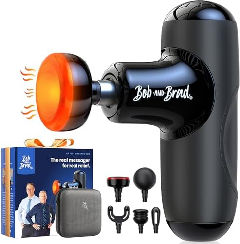 BOB AND BRAD Q2 Plus Mini Massage Gun with Heat, Pocket-Sized Heated Deep Tissue Massager, FSA Portable Muscle Massager Gun, Ultra Small & Quiet Travel Massage Gun for Pain Relief, HSA Eligible by BOBANDBRAD