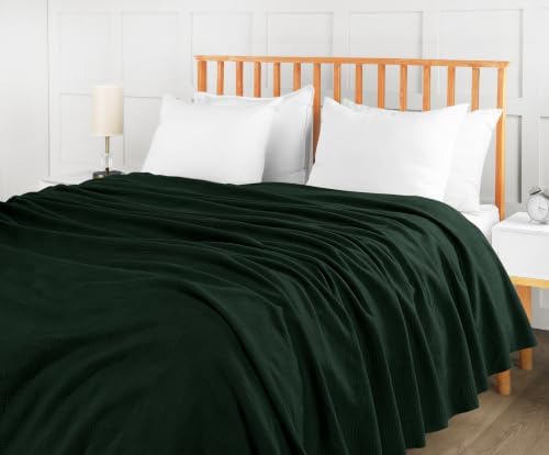 Utopia Bedding 100% Cotton Thermal Blanket Forest Green Twin, 90x72 Inches - Image 5