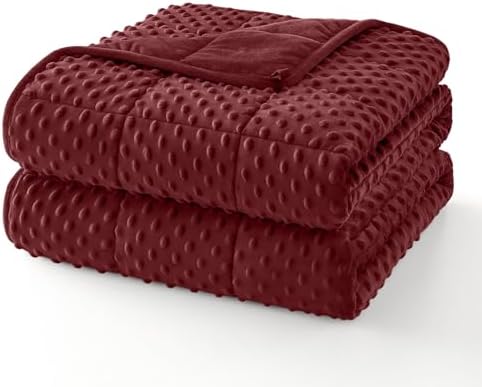 Topcee Weighted Blanket King Size (20lbs 80"x87"), Minky Dots Heavy Blanket for Woman, Man Sleeping, Soft, Cozy and Cooling Weighted Throw Blankets, Machine Washable, Burgundy by Topcee%E2%80%94ForYourGoodSleep