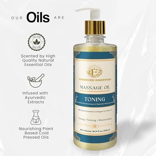 Luxurious Massage Oil by Enhanced Essentials|with Ayurvedic Extracts & Essential Oils | Firms, Nourishes & Uplifts Skin | Fast-Absorbing, Non-Greasy, Clean Formula|16.9 fl oz (500ml) (Toning) - Image 2