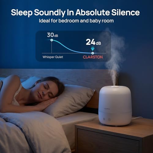 Clarston Humidifiers for Bedroom, 2L Cool Mist Humidifier, 24dB Quiet Sleep - Image 4
