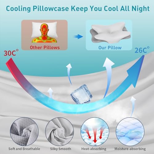 Cervical Neck Pillow for Pain Relief - Ergonomic Side Sleeper Pillow (Gray) - Image 2