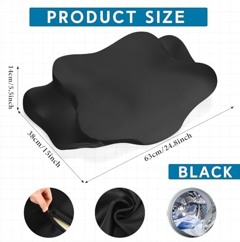 Hahafelt Cervical Neck Pillowcase (Only Pillowcase) Satin Pillow Cover with Zipper Ergonomic Contour Pillow Cover for Side Back Stomach Sleepers(Black,Queen Size) - Image 2