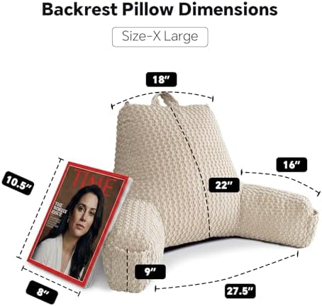 Reading Pillow with Arms for Sitting in Bed,22" Backrest,White Corduroy,XL - Image 5