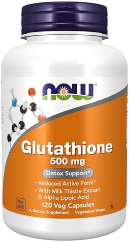 Now Foods Supplements, Glutathione 500 mg, with Milk Thistle Extract & Alpha Lipoic Acid, Free Radical Neutralizer*, 120 Veg Capsules, Beige by NOW