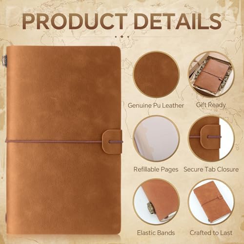 Sabary 16 Pcs Passport Size Refillable Leather Journal Bulk, Warm Color - Image 4