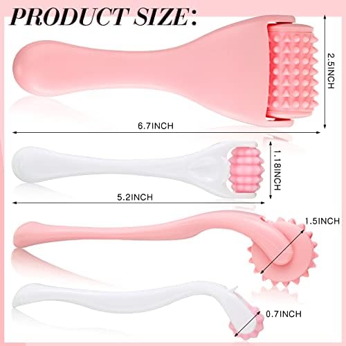 Tondiamo 2 Pcs Muscle Roller Portable Small Silicone Massager Roller Deep Tissue Muscle Massage Stick Cellulite Remover Scar Tissue Massager for Relief Face Neck Arm Back Leg(Pink,Silicone) - Image 2