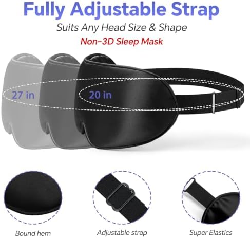 Silk Flat Sleep Eye Mask for Men Women, Non-3D, Black & Pink - Image 2