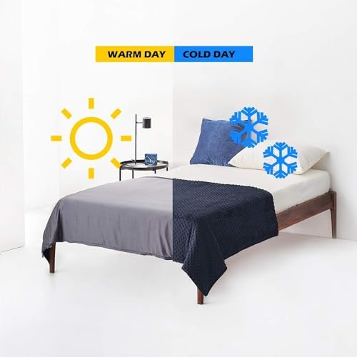 YnM Exclusive Cooling Rayon & Cozy Velvet Dual-Sided Cover for Weighted Blanket (48''x72'') - Blue Grey - Image 2