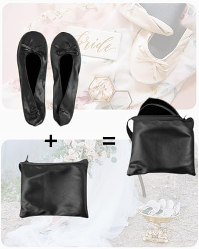 Stylish Foldable Ballet Flats for Women Portable Roll Up Travel Shoes for Wedding Bridesmaid Includes Carrying Pouch - Image 3
