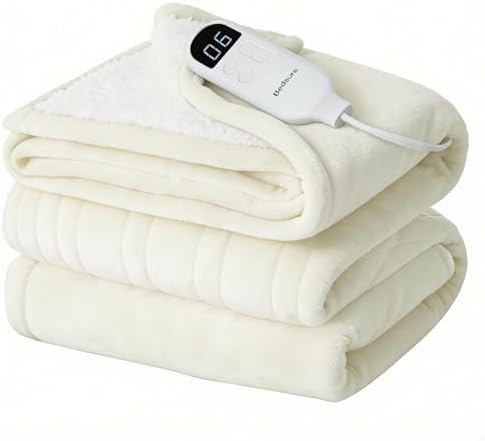 Bedsure Heated Blanket Full Size, Soft Electric Blanket with Preheat, Ivory by Unknown