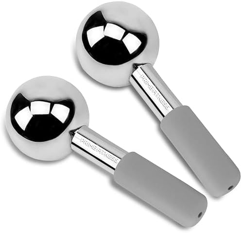 Ice Globes for Facials | Unbreakable Steel Cooling Roller | Cryo Sticks for Face | Massager for Face Neck & Eyes | Skin Care for Dark Circles, Puffiness, Wrinkles, Collagen Production (Gray) by PRIME+Fitness