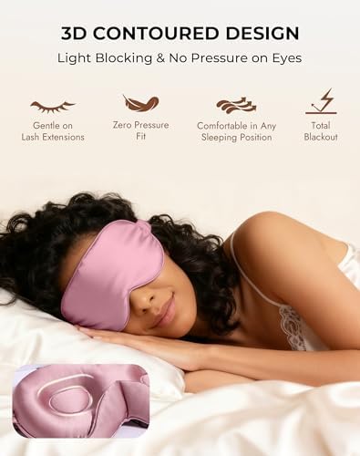 SilkSilky 100% 22 Momme Mulberry Silk Sleep Mask, Pale Mauve - Image 5