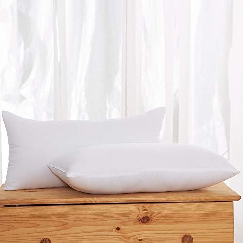 Acanva Premium Throw Pillow Inserts with Microfiber Filled, Lumbar Support Decorative Stuffer for Sofa Bed Couch & Chairs, 16x26, 2 Count, White by acanva