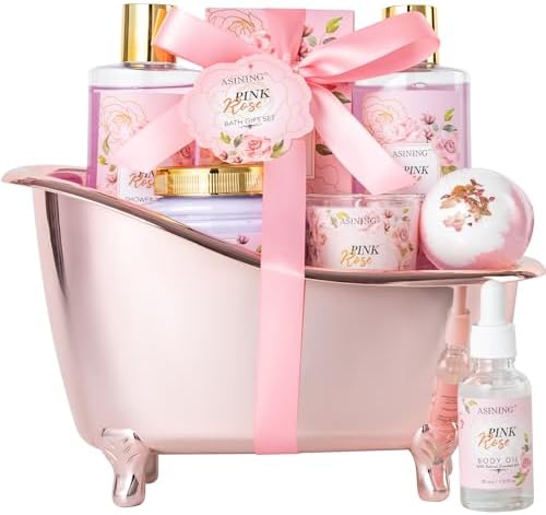 Bath and Body Gifts for Women 8pcs Relaxing Rose Spa Gift Set for Women by ASINING