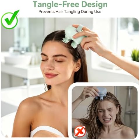 IOOKAN Scalp Massager, Electric Head Massage Scalp Stress Relax | IPX7 Waterproof, 3 Massage Modes Tangle-Free & 186 Massage Nodes, Head Neck Shoulder Pets Use, Gift for Dad Mom - Image 2