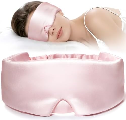LitBear Silk Sleep Mask for Side Sleeper, Travel, Airplane, Office, Pink by LitBear