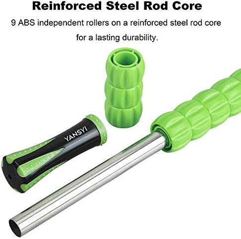 YANSYI Professional 9-Roller Deep Tissue Massage Stick - Portable Muscle Recovery Roller for Athletes, Relieves Post-Workout Soreness & Leg/Back Pain - Portable Physio Tool (Green) - Image 5
