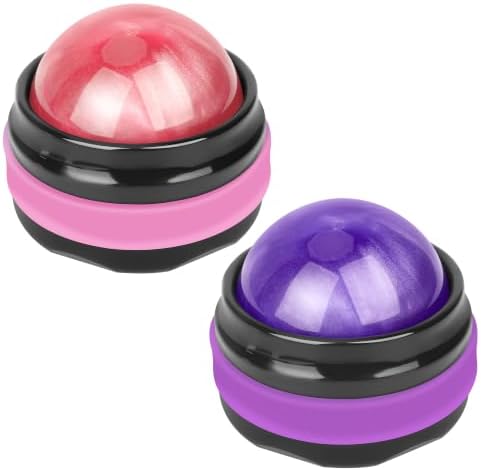 Coolrunner Massage Ball, Manual Roller Massager, 2-Pack Handheld Self Massage Therapy and Relax Full Body Tools for Sore Muscles, Shoulders, Neck, Arms, Legs, Back, Foot, Body (Pink+Purple) by Coolrunner