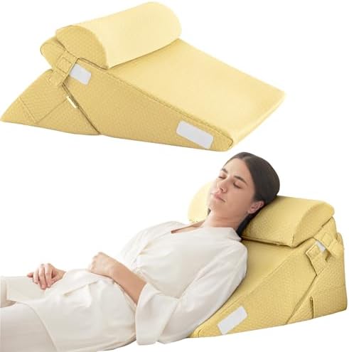 Bedluxe Wedge Pillow Set for After Surgery, Orthopedic Bed Wedge Yellow by Bedluxe