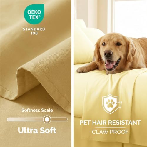 Queen Flat Sheets Only 2 Pack Microfiber Oversized Soft Hotel Quality Gold - Image 4