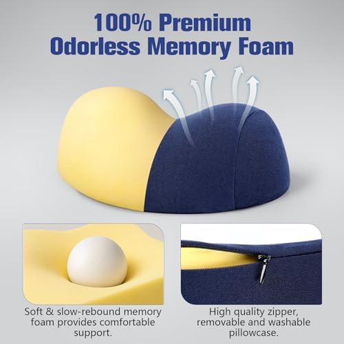 COMFYTHERA Small Neck Stretcher Pillow for Pain Relief, Soft Cervical Traction Device Neck Mild Support Pillow Memory Foam Cervical Neck Orthopedic Pillow for Tension Muscle Relax Relief (Dark Blue) - Image 5