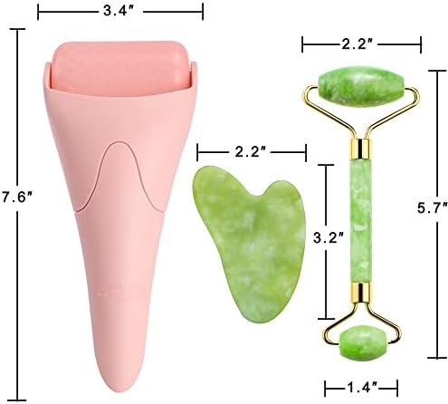 AECW 3-in-1 Natural Jade Roller and Gua Sha Set for Face and Eye Ice Roller Facial Cooling Massage Roller - Image 6