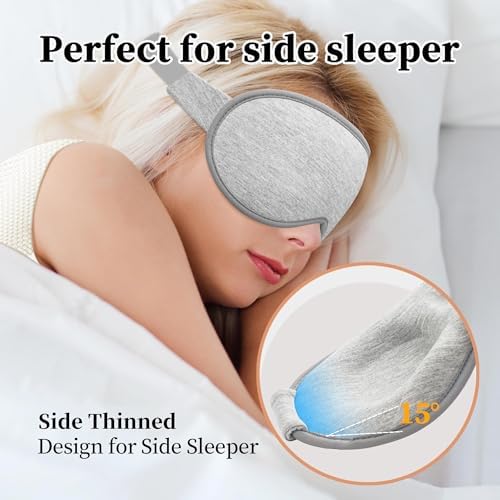 3D Sleep Mask for Men&Women, 2 Pack Contour Eye Masks for Sleep, Side Sleeping Mask for Men&Women, Blackout Eye Mask for Sleeping Eye Mask, Airplane Travel Essentials for Men, Meditation Black & Gray - Image 4
