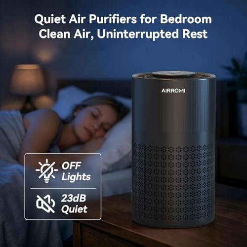AIRROMI Air Purifier for Bedroom with HEPA 3-in-1 Filter, Pet Air Purifier for Home Cat Pee Smell, Covers Upto 990 Ft², Quiet 360°intake Air Cleaner for pet hair,allergies,Dust,Smoke A2001 Black - Image 6