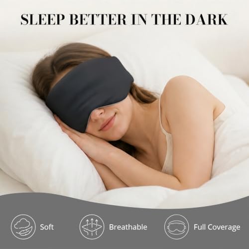 Sleep Mask for Women Men, Reversible Eye Mask Sleeping with Cozy & Cooling Sides, Adjustable Velcro Band, Blackout Face-Hugging Padded Eye Cover for Sleeping Travel Office, Black/White - Image 2