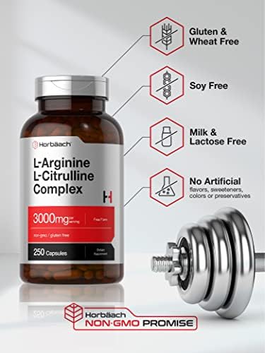Horbäach L-Arginine L-Citrulline Complex | 3000mg | 250 Capsules - Image 4