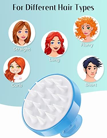 HEETA Scalp Massager with Soft Silicone Bristles for Hair Growth, Dandruff Removal and Exfoliation - Sky Blue Shampoo Brush - Image 6