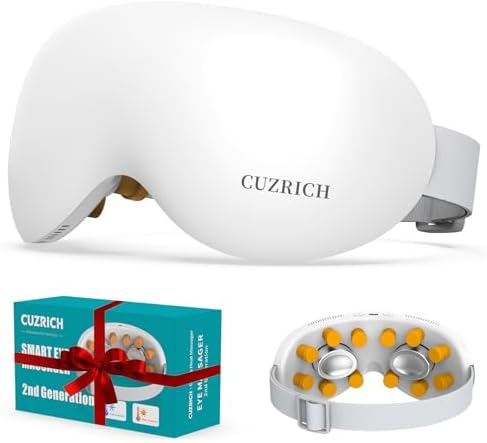 Eye Massager with Heat and Vibration and Cooling - Heated Cooling Eye Mask with Rapid Temp Control, 4 Massage Modes, 3 Temp Modes, 2400mAh Battery for Dry Eyes, Migraines, Puffiness Relief by cuzrich