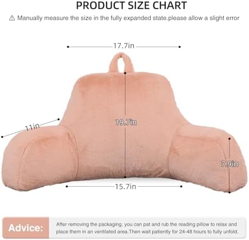 Aimuan Reading Pillow Bed Rest Wedge Large Adult Backrest Pillow with Arms Back Support for Sitting Up in Bed Cushion Incline Rest Sleeping Snoring Pillow, (Large, Blush) - Image 3