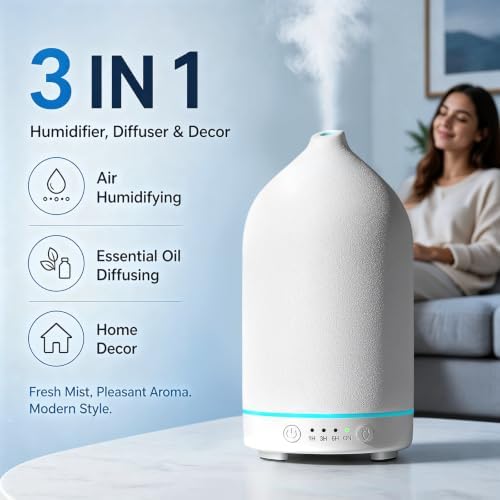 Gooamp 200ML Ceramic Essential Oil Diffuser for Home, Stone Diffuser - Image 4