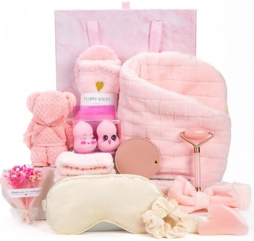 Birthday Gift for Women Friendship Women's Birthday Gifts Self Care Gift Get Well Relaxing Spa Gift Basket Set for Wife Mom Girlfriend Best Friend Sister Teen Girls Coworker (pink) by Unknown