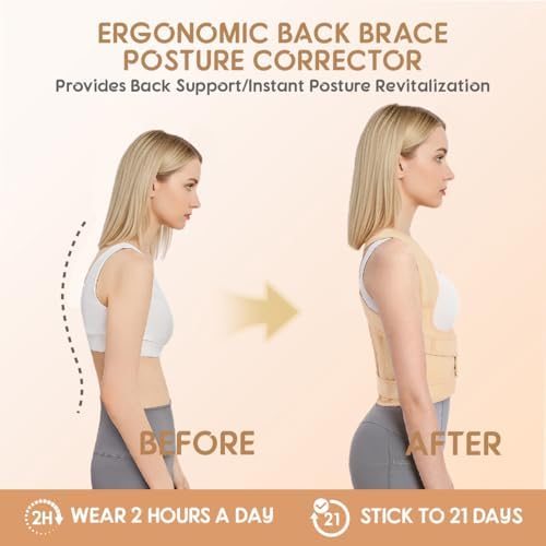 Posture Corrector for Women and Men, Adjustable Full Back Brace - Image 3