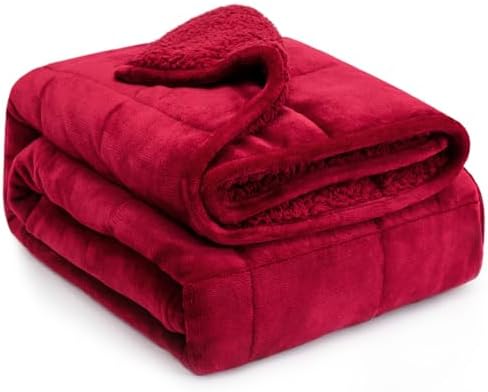 Lofus 15 lbs Weighted Blanket for Adults Twin Size 48" x 72", Burgundy by Lofus