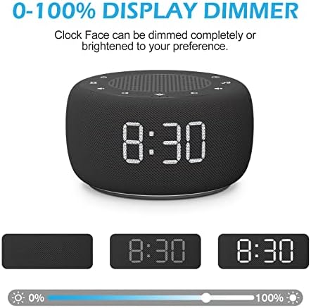 Buffbee Sound Machine & Alarm Clock 2-in-1, 0-100% Clock Face Brightness, Bottom Colored Light, Sleep Timer, Precise 30-Level Volume Control White Noise Machine - Image 4